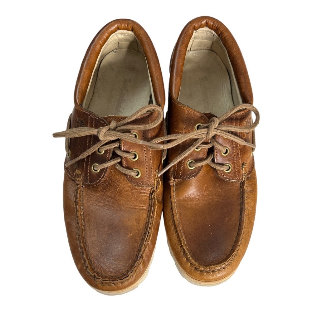 Timberland Slip On Loafers Brown Leather Off White Chunky Soles Lace Up